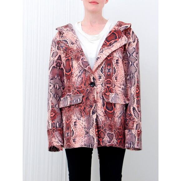 House‎ of Sunny Pink Python Snake Print Oversized Slouchy Jacket Blazer Size 2 - Picture 1 of 12